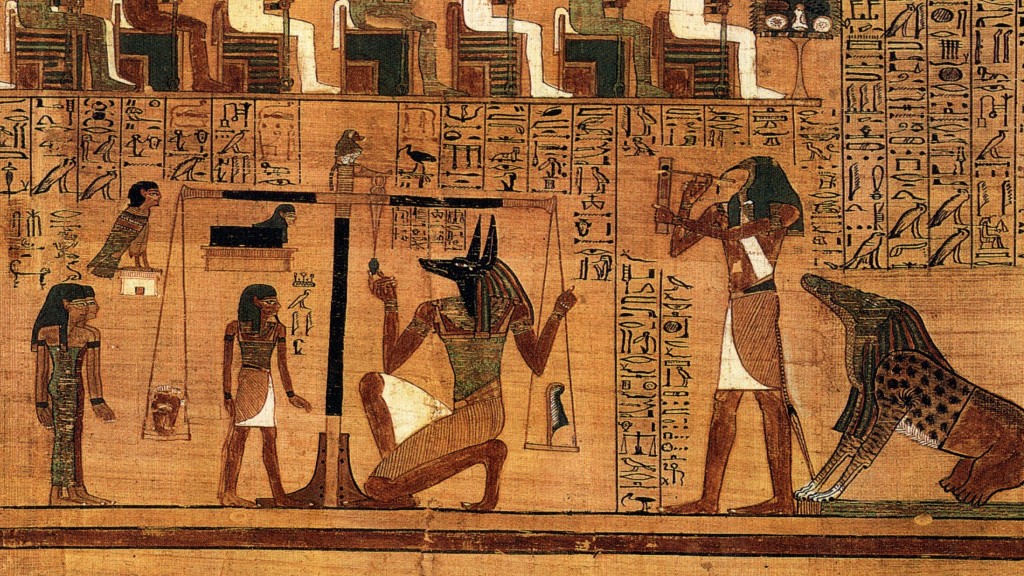 Scene from the Egyptian Book of the Dead showing the weighing of the heart.
